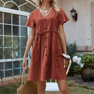 Frill Trim Flowy Midi Dress